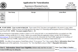 N-400 Naturalization Application